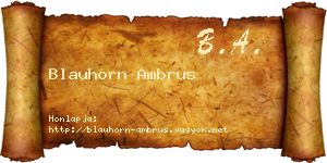 Blauhorn Ambrus névjegykártya
